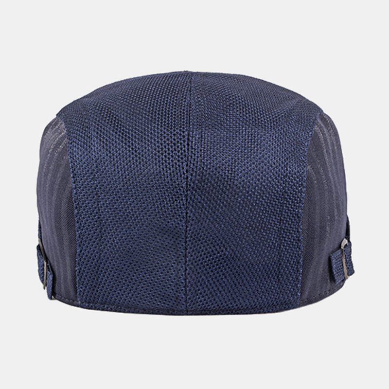 Menn Newsboy Cap Vertikale Striper Polyester Mesh Patchwork Justerbar Utendørs Pustende Solskjerm Forward Hatter Beret Flate Cap