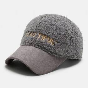 Menn Newsboy Capser Lammeull Brevbroderi Patchwork All-match Warm Baseball Cap For Kvinner