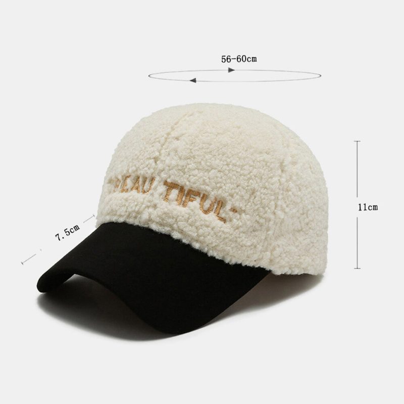 Menn Newsboy Capser Lammeull Brevbroderi Patchwork All-match Warm Baseball Cap For Kvinner