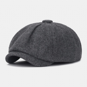 Menn Newsboy Hatter Britisk Retro Vinter Ull Varme 8 Panel Åttekantet Lue Maler Lue