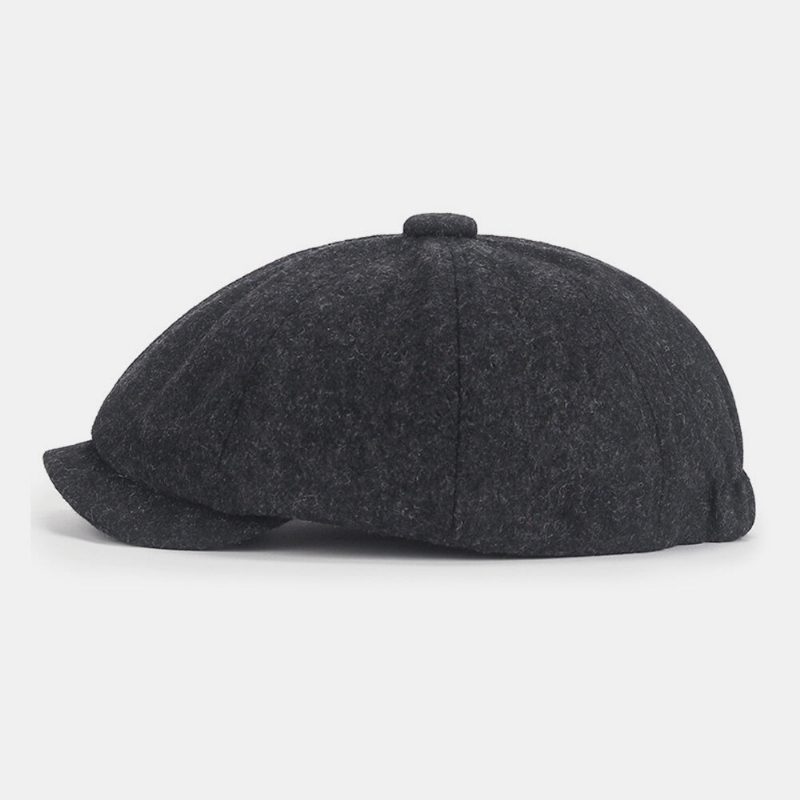 Menn Newsboy Hatter Britisk Retro Vinter Ull Varme 8 Panel Åttekantet Lue Maler Lue