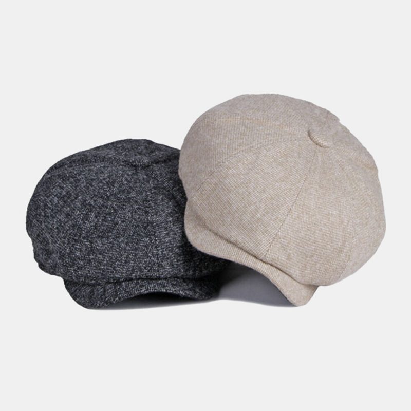 Menn Newsboy-hatter Britisk Uformell Utendørs Solskjerm 8 Panel Ivy Cap Octagonal Hat