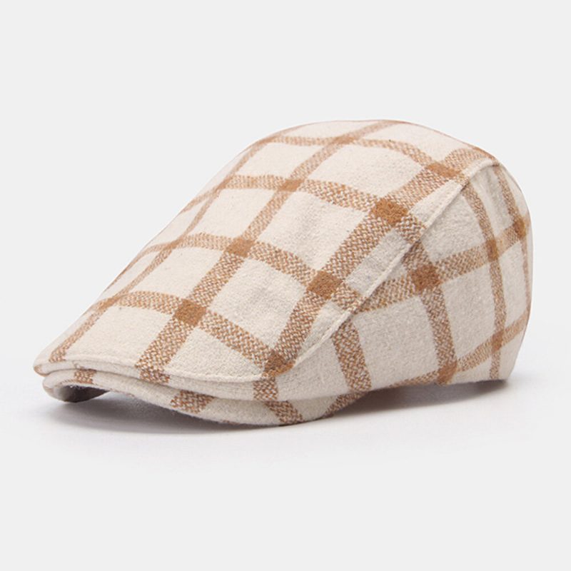 Menn Newsboy-hatter Farget Gitter Kortbremmet Dome Outdoor Justerbar Berets Driver Hat