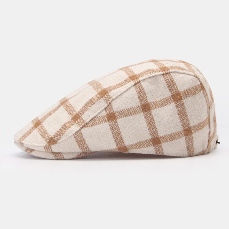 Menn Newsboy-hatter Farget Gitter Kortbremmet Dome Outdoor Justerbar Berets Driver Hat