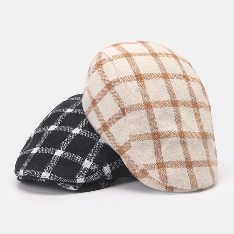 Menn Newsboy-hatter Farget Gitter Kortbremmet Dome Outdoor Justerbar Berets Driver Hat