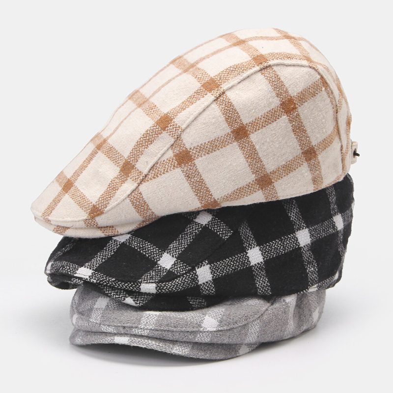 Menn Newsboy-hatter Farget Gitter Kortbremmet Dome Outdoor Justerbar Berets Driver Hat