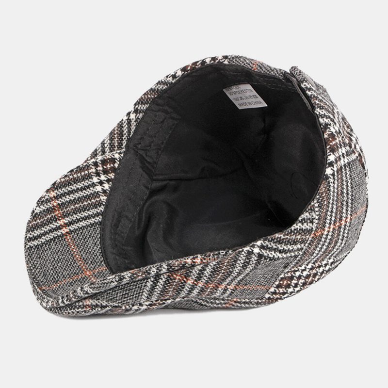 Menn Newsboy-hatter Polyester Bomull Vintage Fargerikt Gitter Britisk Uformell Varme Forward Hatter Beret Flate Cap