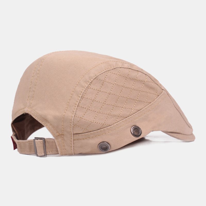 Menn Newsboy Lue Bomull Ensfarget Argylesømmer Pustende Justerbar Solseil Beret Flate Cap