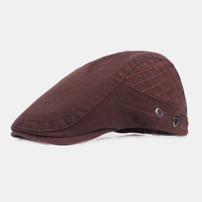 Menn Newsboy Lue Bomull Ensfarget Argylesømmer Pustende Justerbar Solseil Beret Flate Cap