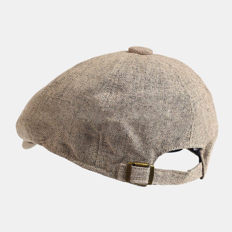 Menn Newsboy-lue Bomull Lin Ensfarge Pustende Solskjerm Med Kort Brimme Uformell Vintage Detektivhatt Forward Hatter Beret Flate Cap