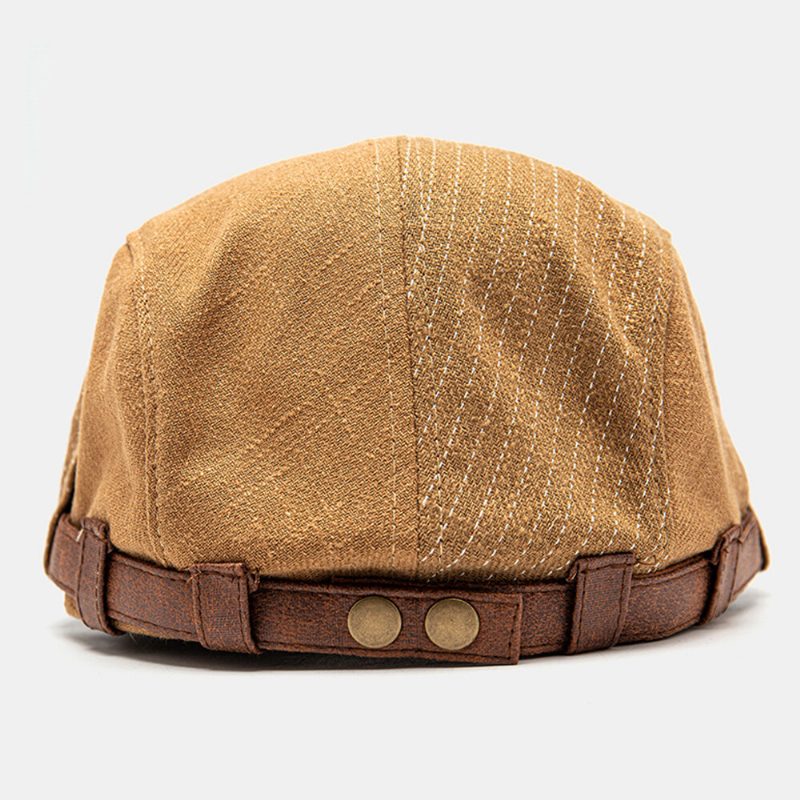 Menn Newsboy Lue Justerbar Bomull Lin Vanlige Patchwork Stripete Sømmer Solskjerm Uformell Forward Hatter Beret Flate Cap