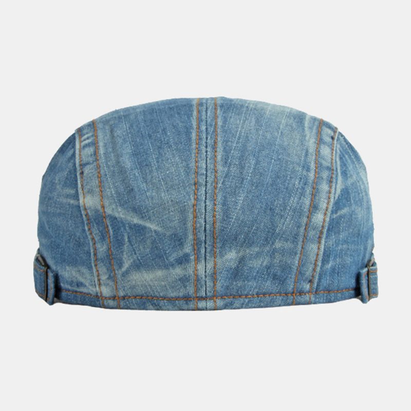 Menn Newsboy-lue Vasket Denim Solide Sammensydde Sting Utendørs Pustende Solseil Uformell Vintage Fremad Lue Beret Flate Cap