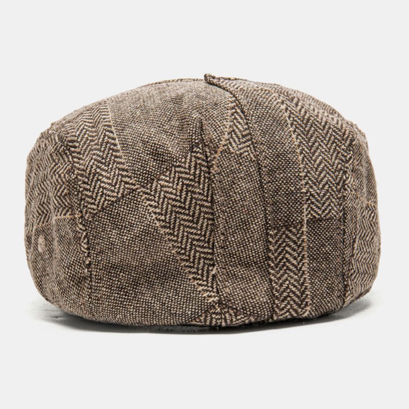 Menn Newsboy Luer Fiskebein Patchwork Skjøting Utendørs Solskjerm Vindtett Cabbie Hatter Berets