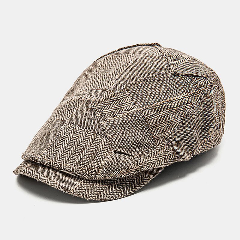 Menn Newsboy Luer Fiskebein Patchwork Skjøting Utendørs Solskjerm Vindtett Cabbie Hatter Berets