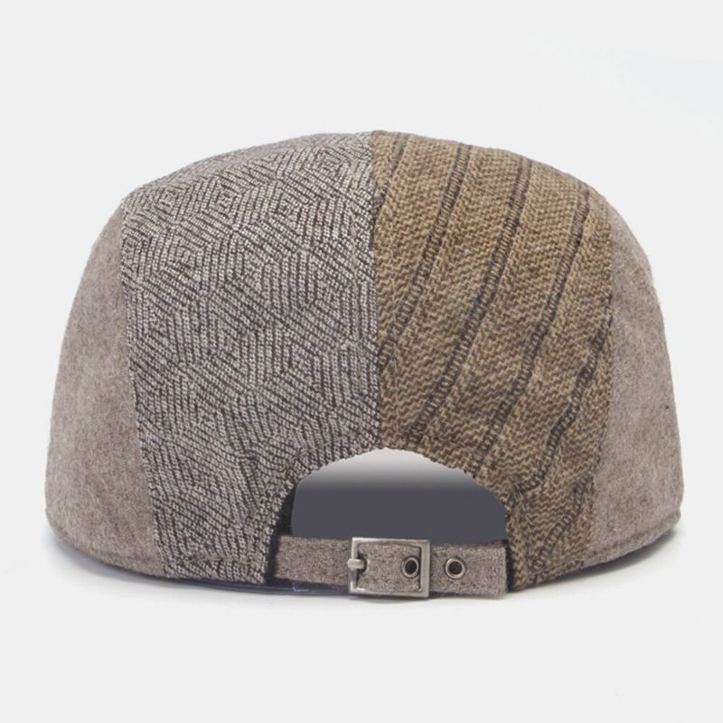 Menn Newsboy Luer Gittermønster Patchwork Justerbar Berets Painter Hat