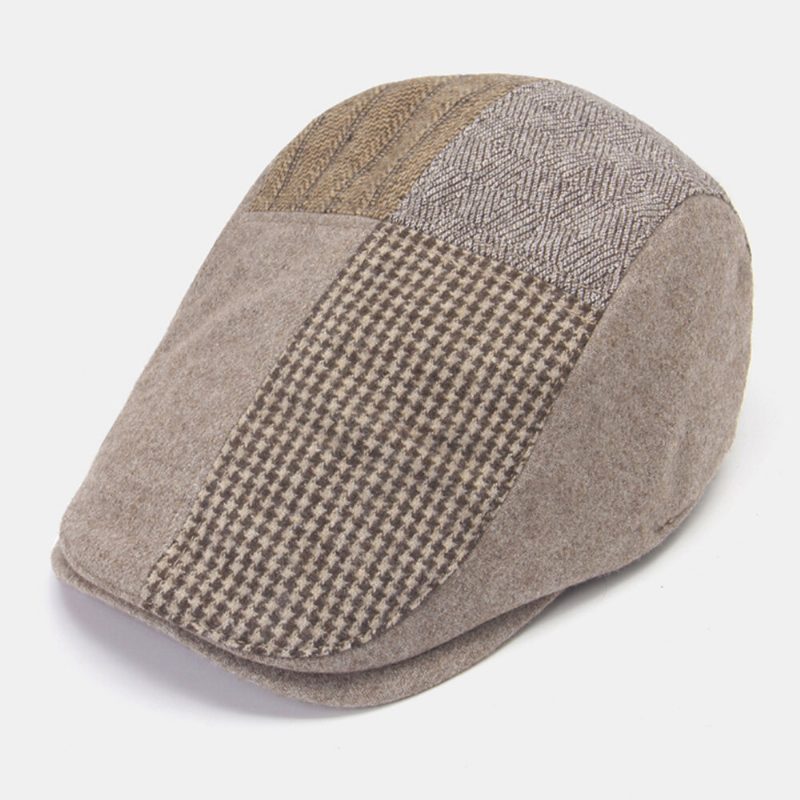 Menn Newsboy Luer Gittermønster Patchwork Justerbar Berets Painter Hat