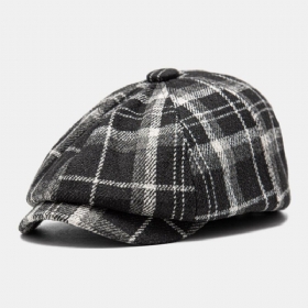 Menn Newsboy Luer Ullstoff Bomull Fargetilpasset Gitter Vintage Åttekantet Lue Berets Flate Cap