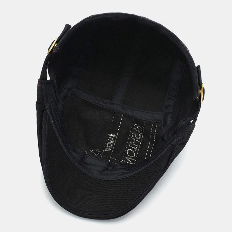 Menn Pil Brevmønster Broderi Vasket Beret Cap Utendørs Uformell Justerbar Forover Cap Cabbie Hat