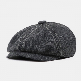 Menn Retro Britisk Justerbar Elastisk Bånd Åttekantet Lue Utendørs Uformell Solskjerm Beret Cap Newsboy Hat