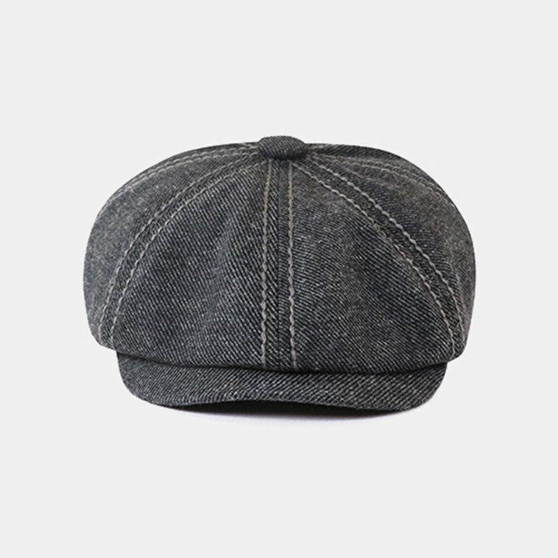 Menn Retro Britisk Justerbar Elastisk Bånd Åttekantet Lue Utendørs Uformell Solskjerm Beret Cap Newsboy Hat