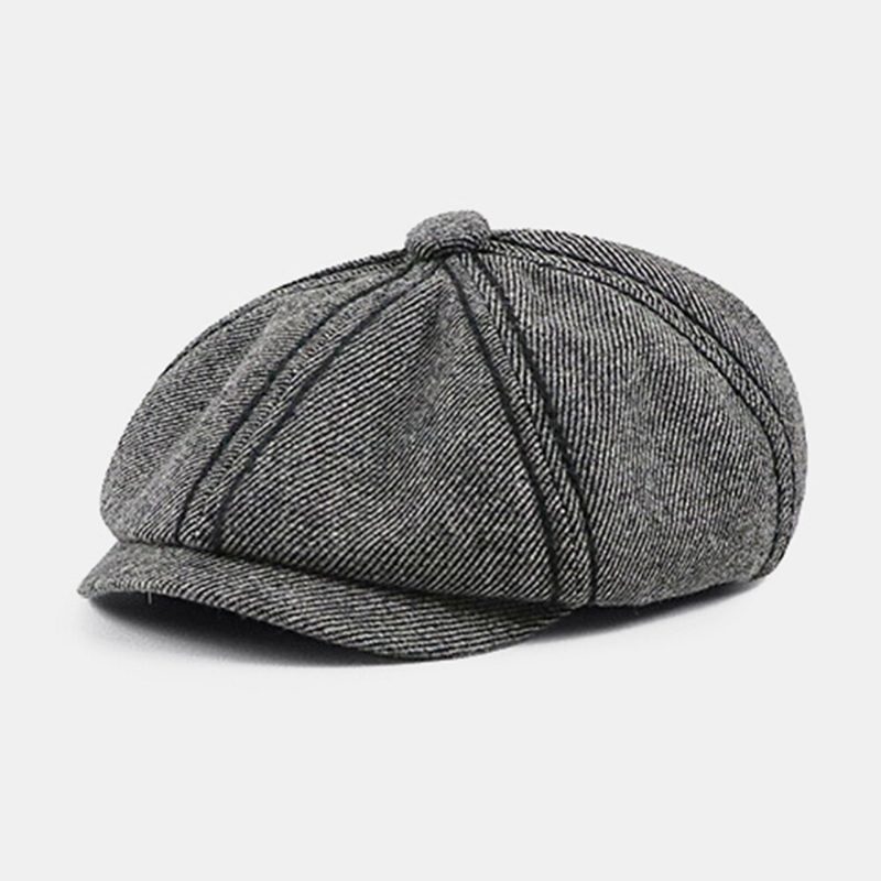 Menn Retro Britisk Justerbar Elastisk Bånd Åttekantet Lue Utendørs Uformell Solskjerm Beret Cap Newsboy Hat