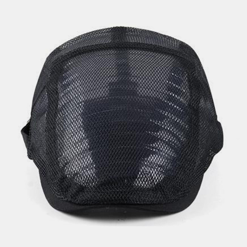 Menn Sommer Mesh Hol Pustende Beret Cap Utendørs Uformell Justerbar Solskjerm Flate Forward Cap