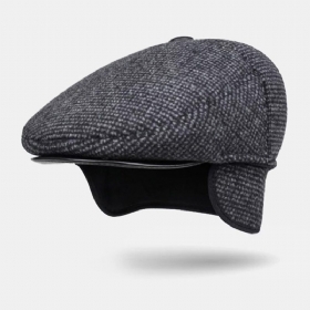 Menn Uformelt Høst Vinter Varm Ørebeskyttelse Thicken Forward Hatter Outdoor Cool-beskyttelse Newsboy Cap Berets Flate Hatter Driving Hat