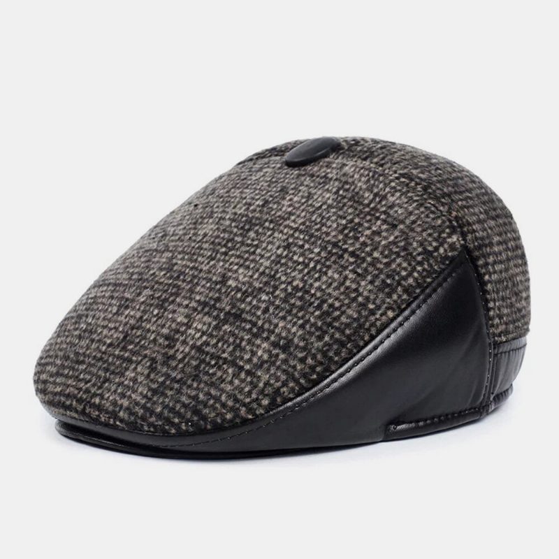 Menn Uformelt Høst Vinter Varm Ørebeskyttelse Thicken Forward Hatter Outdoor Cool-beskyttelse Newsboy Cap Berets Flate Hatter Driving Hat