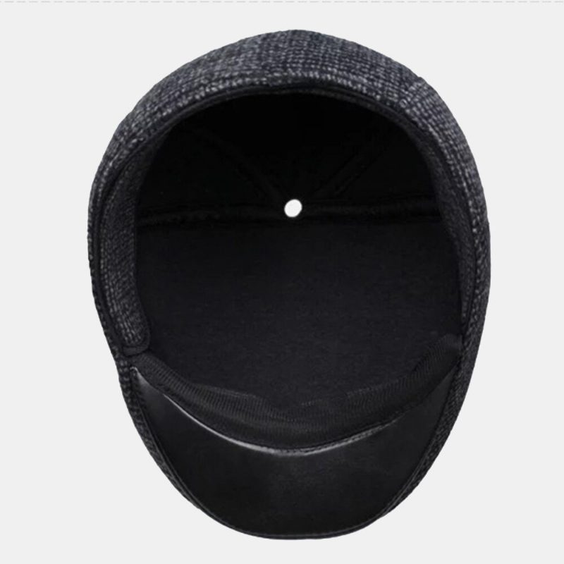 Menn Uformelt Høst Vinter Varm Ørebeskyttelse Thicken Forward Hatter Outdoor Cool-beskyttelse Newsboy Cap Berets Flate Hatter Driving Hat