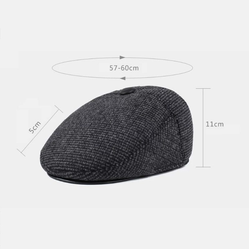 Menn Uformelt Høst Vinter Varm Ørebeskyttelse Thicken Forward Hatter Outdoor Cool-beskyttelse Newsboy Cap Berets Flate Hatter Driving Hat