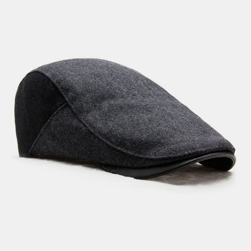 Menn Ull Dome Farge Matchende Absorber Svette Pustende Berets Britisk Retro Vinter Tykk Varm Fremover Hatter Peaked Cap