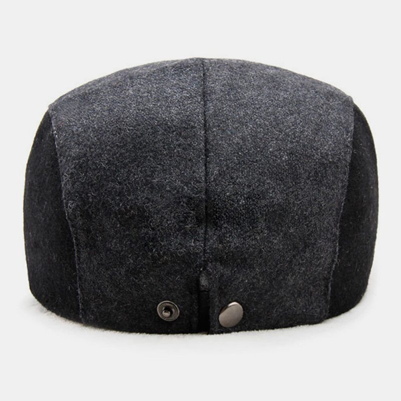 Menn Ull Dome Farge Matchende Absorber Svette Pustende Berets Britisk Retro Vinter Tykk Varm Fremover Hatter Peaked Cap