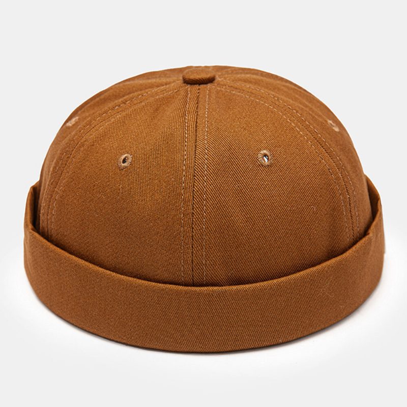 Menn Utleier Cap Bomull Side Kontrast Farge Bokstaver Patch All-match Brimless Beanie Skull Cap For Dame