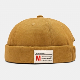 Menn Utleier Cap Cotton Dome Letter Patch Mote Brimless Beanie Skull Cap