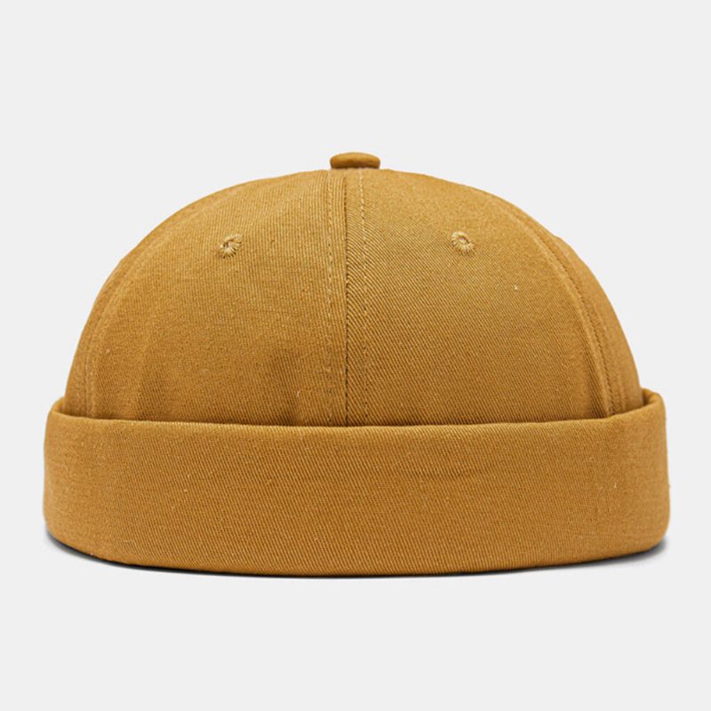 Menn Utleier Cap Cotton Dome Letter Patch Mote Brimless Beanie Skull Cap