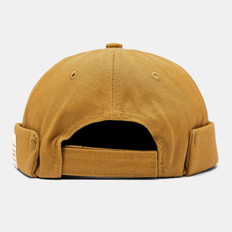 Menn Utleier Cap Cotton Dome Letter Patch Mote Brimless Beanie Skull Cap