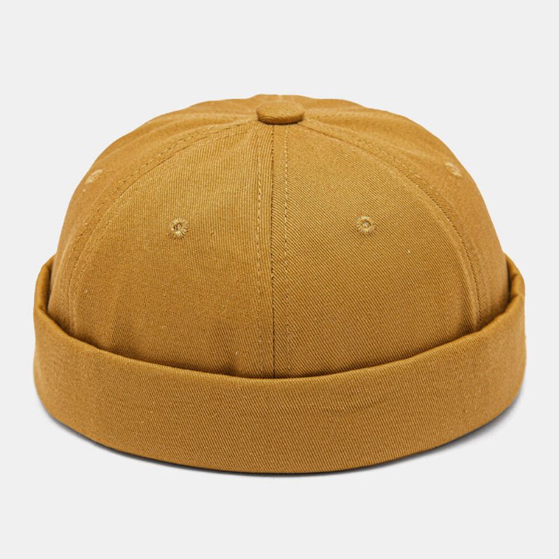 Menn Utleier Cap Cotton Dome Letter Patch Mote Brimless Beanie Skull Cap