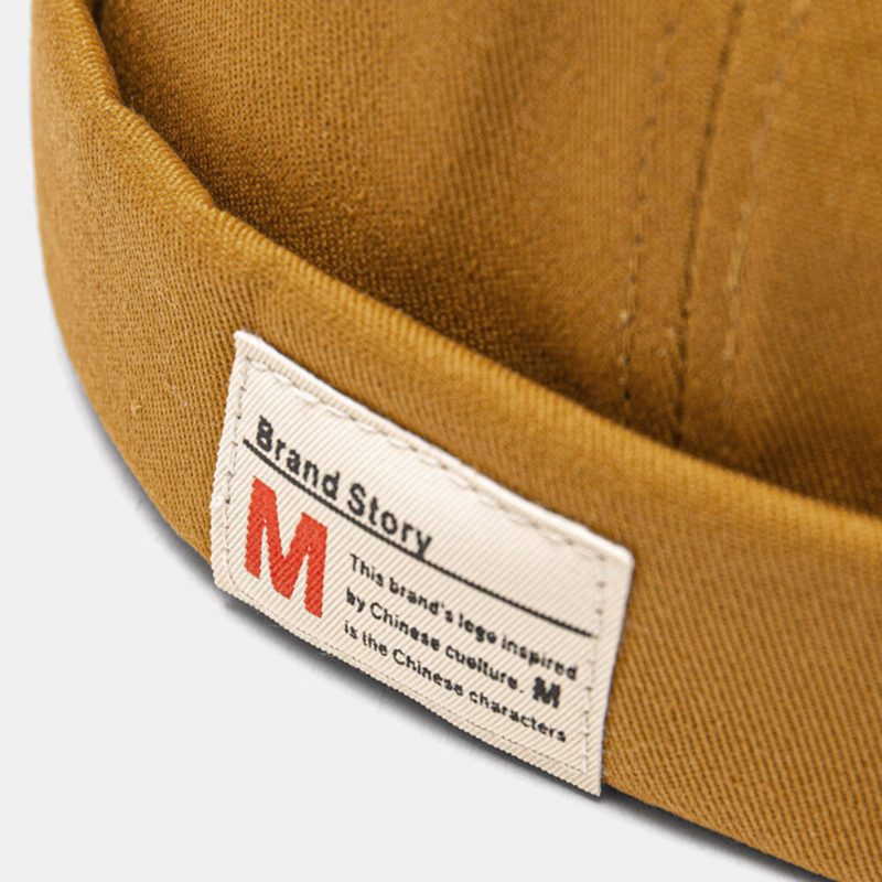 Menn Utleier Cap Cotton Dome Letter Patch Mote Brimless Beanie Skull Cap