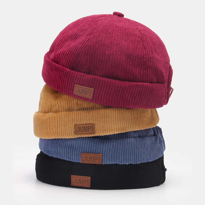 Menn Utleier Lue Plain Stripe Patchwork Justerbar Skull Cap Beanie Har