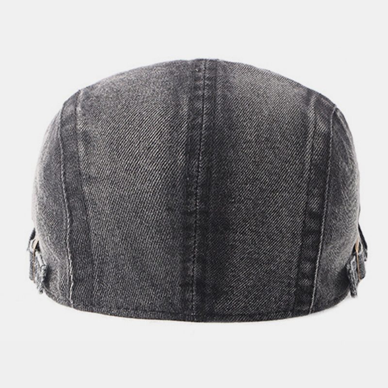 Menn Vasket Denim Laget Gammel Uformell Retro Driver Flate Hatter Forward Hatter Beret Hat