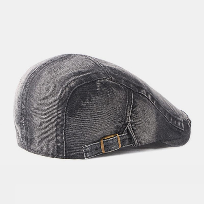 Menn Vasket Denim Laget Gammel Uformell Retro Driver Flate Hatter Forward Hatter Beret Hat