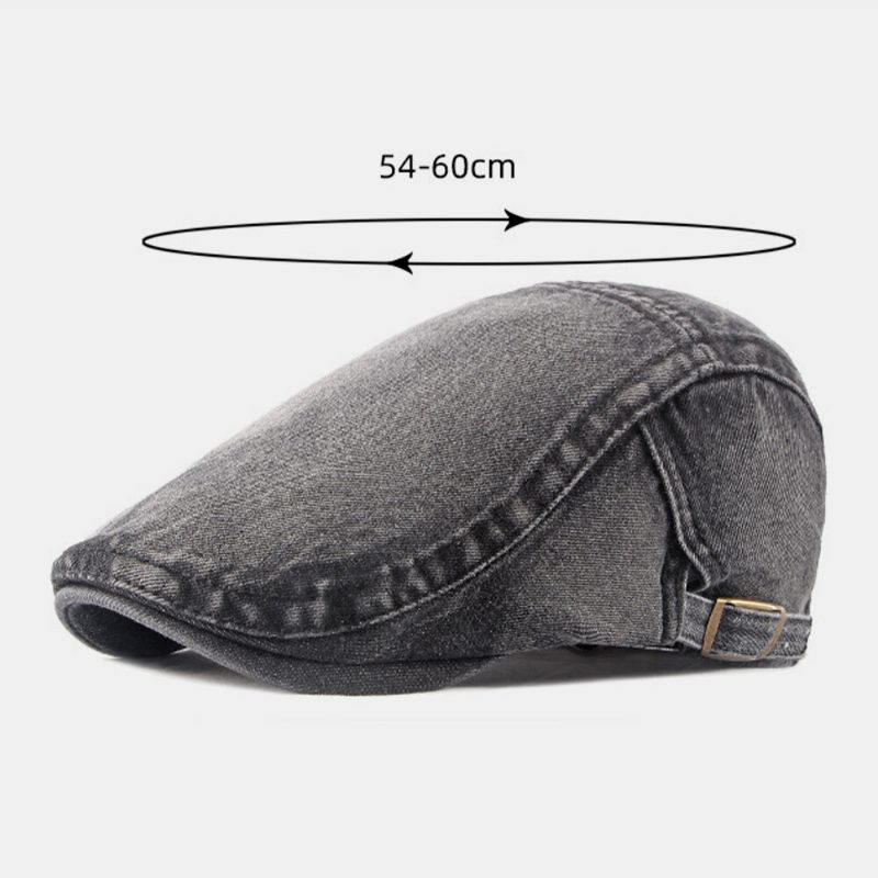 Menn Vasket Denim Laget Gammel Uformell Retro Driver Flate Hatter Forward Hatter Beret Hat