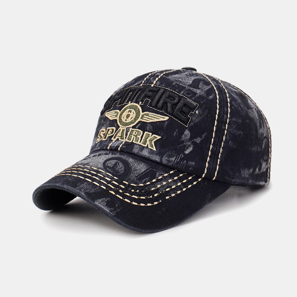 Menn Vasket Denim Mørkt Mønster Brevbroderi Mote Solkrem Baseball Cap