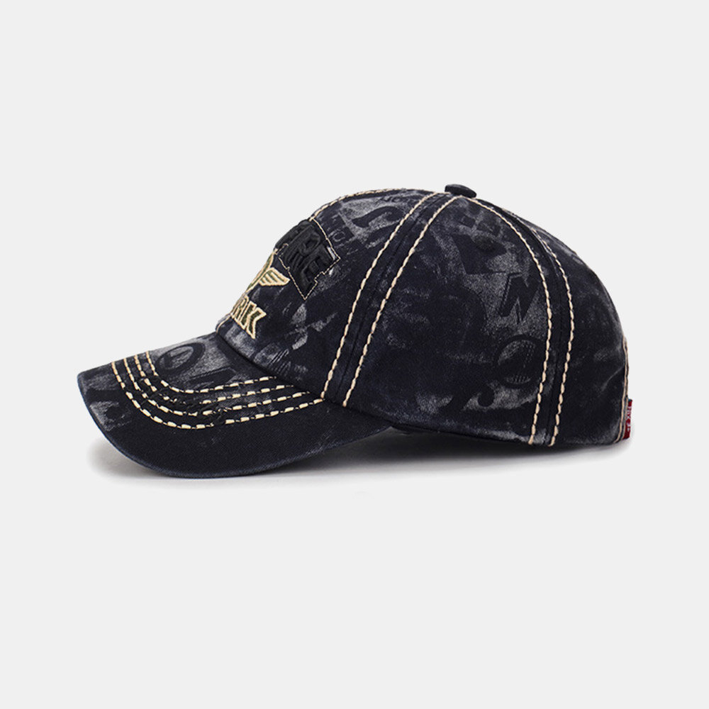 Menn Vasket Denim Mørkt Mønster Brevbroderi Mote Solkrem Baseball Cap