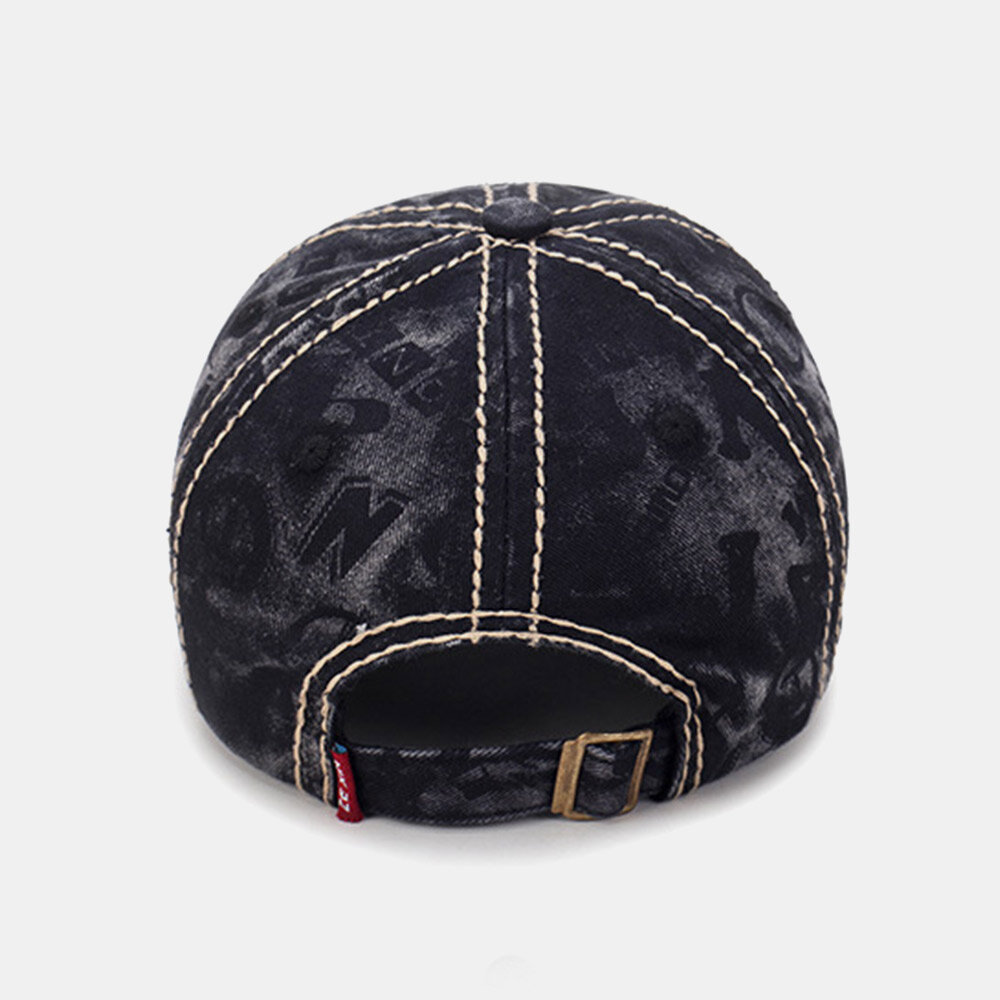 Menn Vasket Denim Mørkt Mønster Brevbroderi Mote Solkrem Baseball Cap