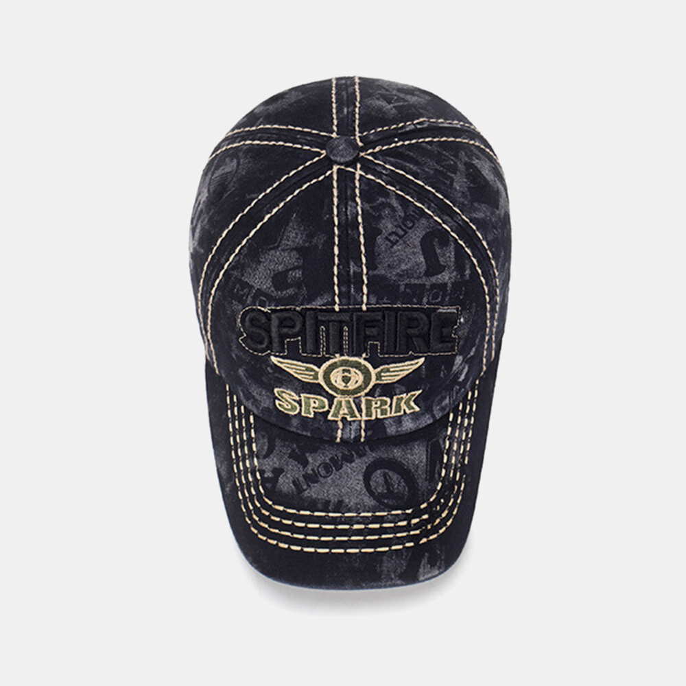 Menn Vasket Denim Mørkt Mønster Brevbroderi Mote Solkrem Baseball Cap