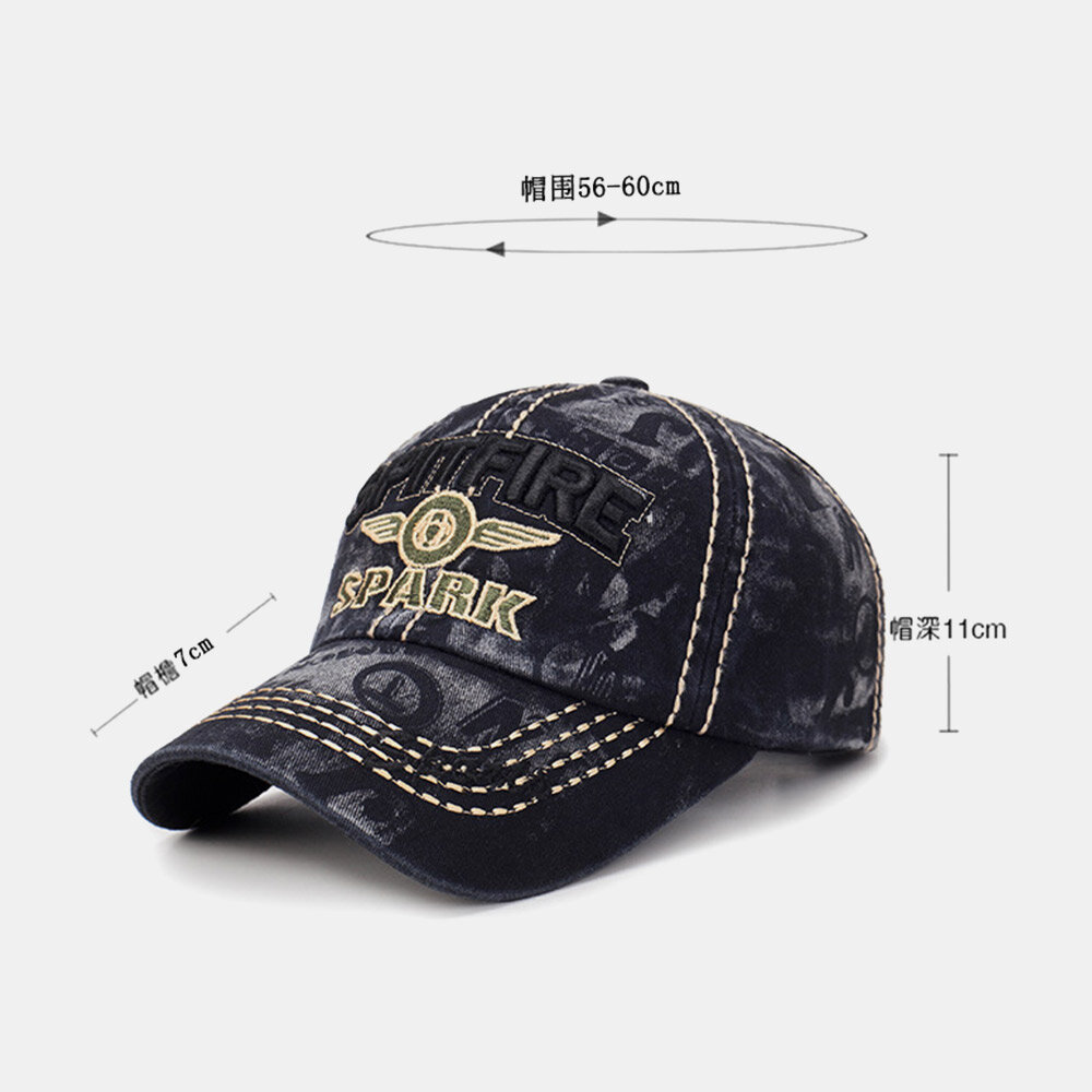 Menn Vasket Denim Mørkt Mønster Brevbroderi Mote Solkrem Baseball Cap