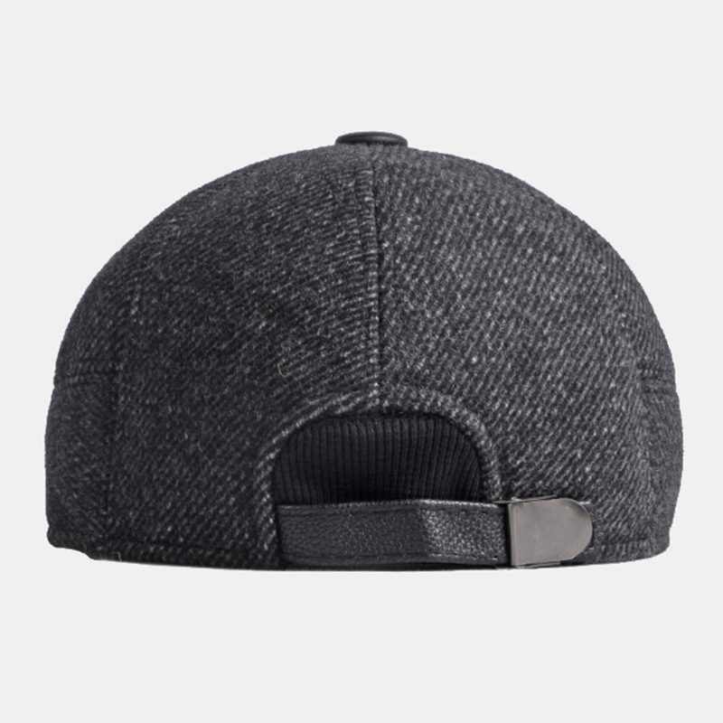 Menn Vinter Varm Ørebeskyttelse Ull Beret Cap Britisk Retro Short Rim Justerbar Forover Hatter Painter Cap