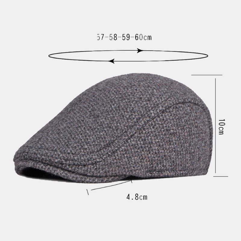 Menn Woolen Plus Velvet Varm Beret Cap Vinter Ørebeskyttelse Thicken Rim Britisk Forward Hatter Newsboy Hat