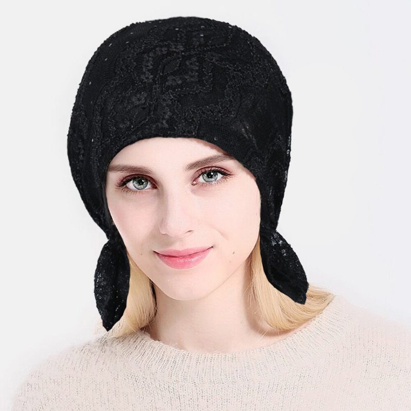 Mote Blondetrykk Kjemoterapi Cap Knitting Cutout Hats